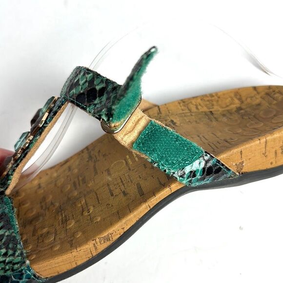Vionic Viviana Slide Sandals Snake Skin Green Brown Jeweled 8 - Picture 9 of 12